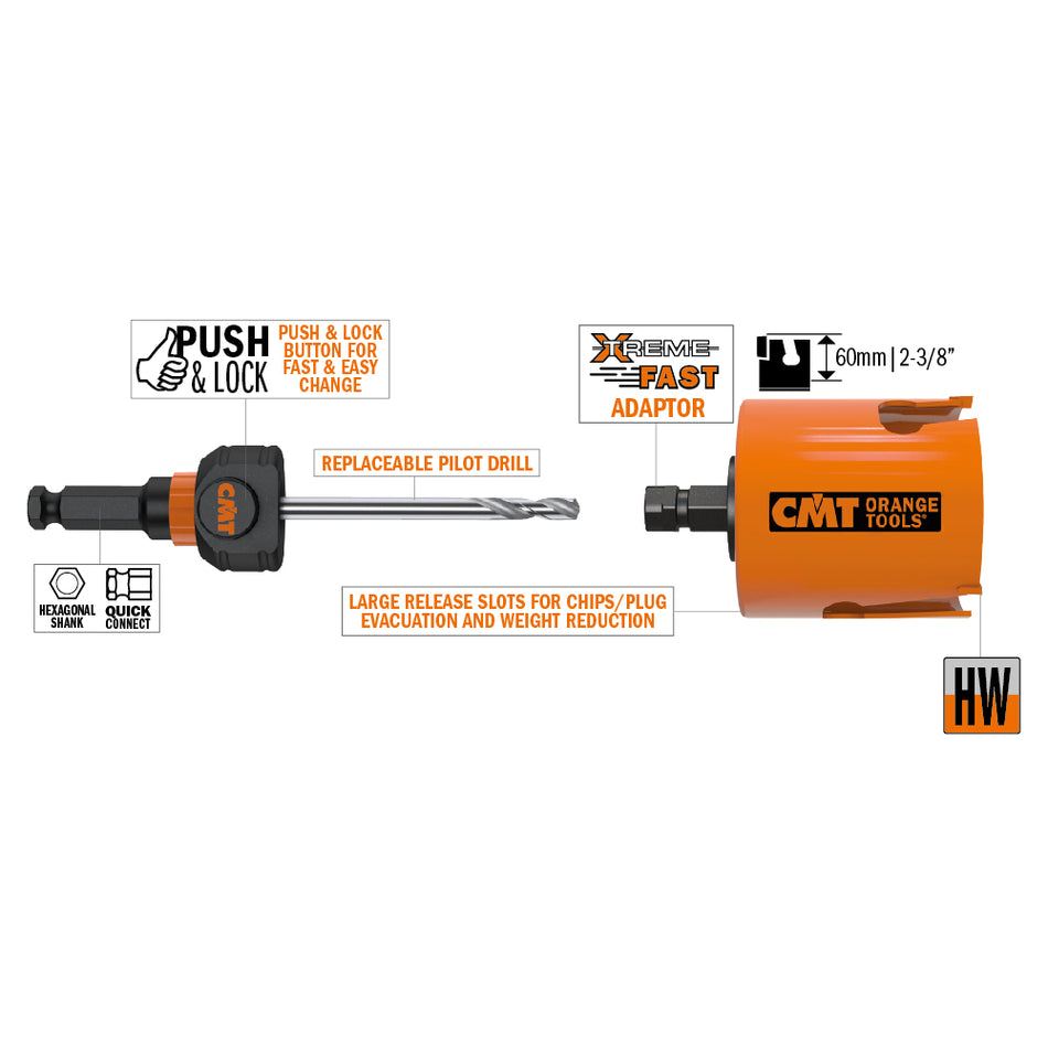 CMT Orange Tools 550-068CSX 550X Multi-purpose hole saws Hardware Hardware Tools Hole saws Woodworking Tools and accessories Ireland Maginn Machinery 02