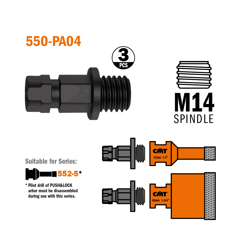 CMT Orange Tools 550-PA01 550-PA XTREME FAST Adaptors Hardware Hardware Tools Hole saws Woodworking Tools and accessories Ireland Maginn Machinery 03