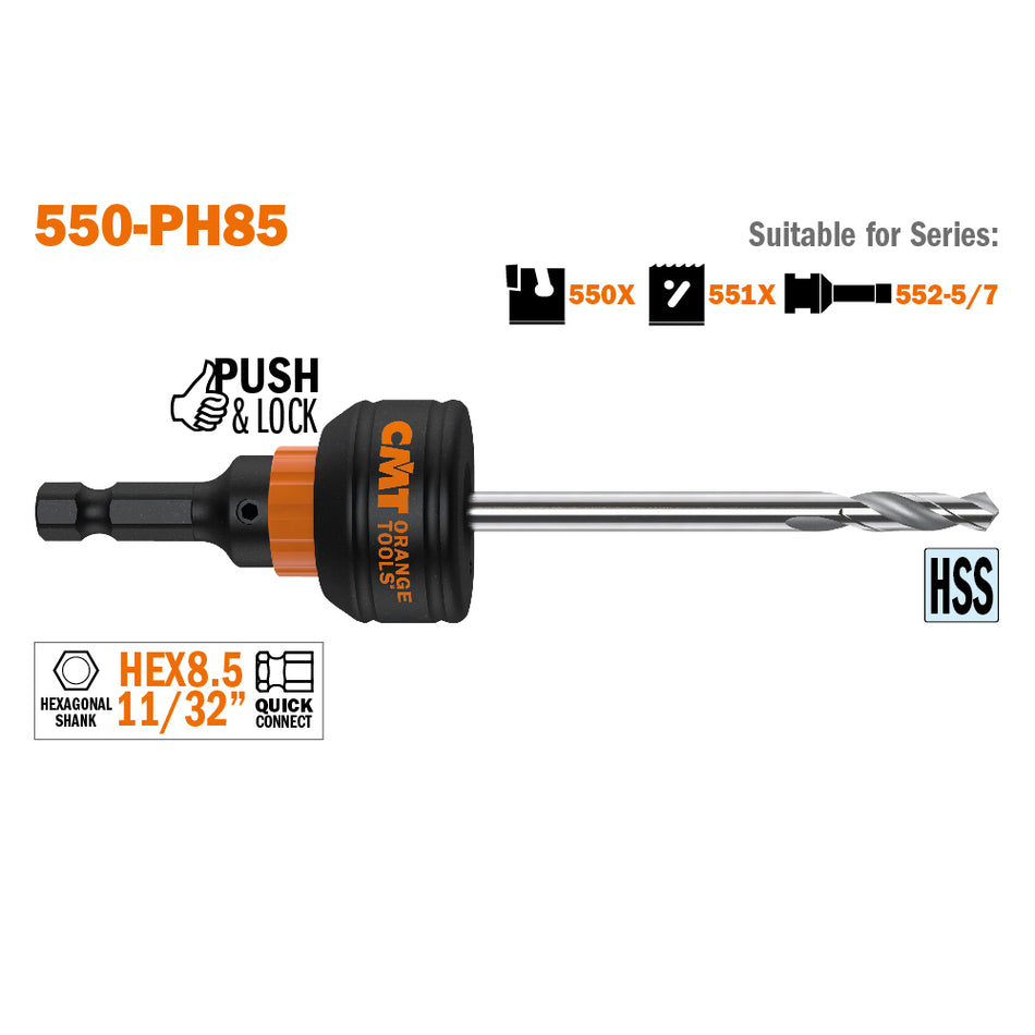 CMT Orange Tools 550-PD01 550-PH PUSH&LOCK centering shafts and arbors Hardware Hardware Tools Hole saws Woodworking Tools and accessories Ireland Maginn Machinery