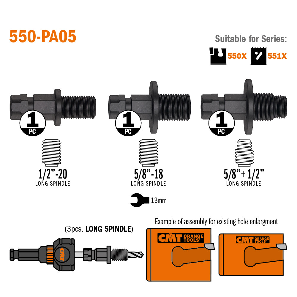 CMT Orange Tools 550-PA01 550-PA XTREME FAST Adaptors Hardware Hardware Tools Hole saws Woodworking Tools and accessories Ireland Maginn Machinery 06