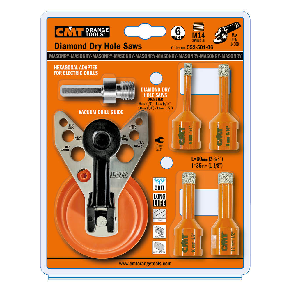 CMT Orange Tools 552-551 552-5 Diamond dry hole saws for grinder Hardware Hardware Tools Hole saws Woodworking Tools and accessories Ireland Maginn Machinery 06