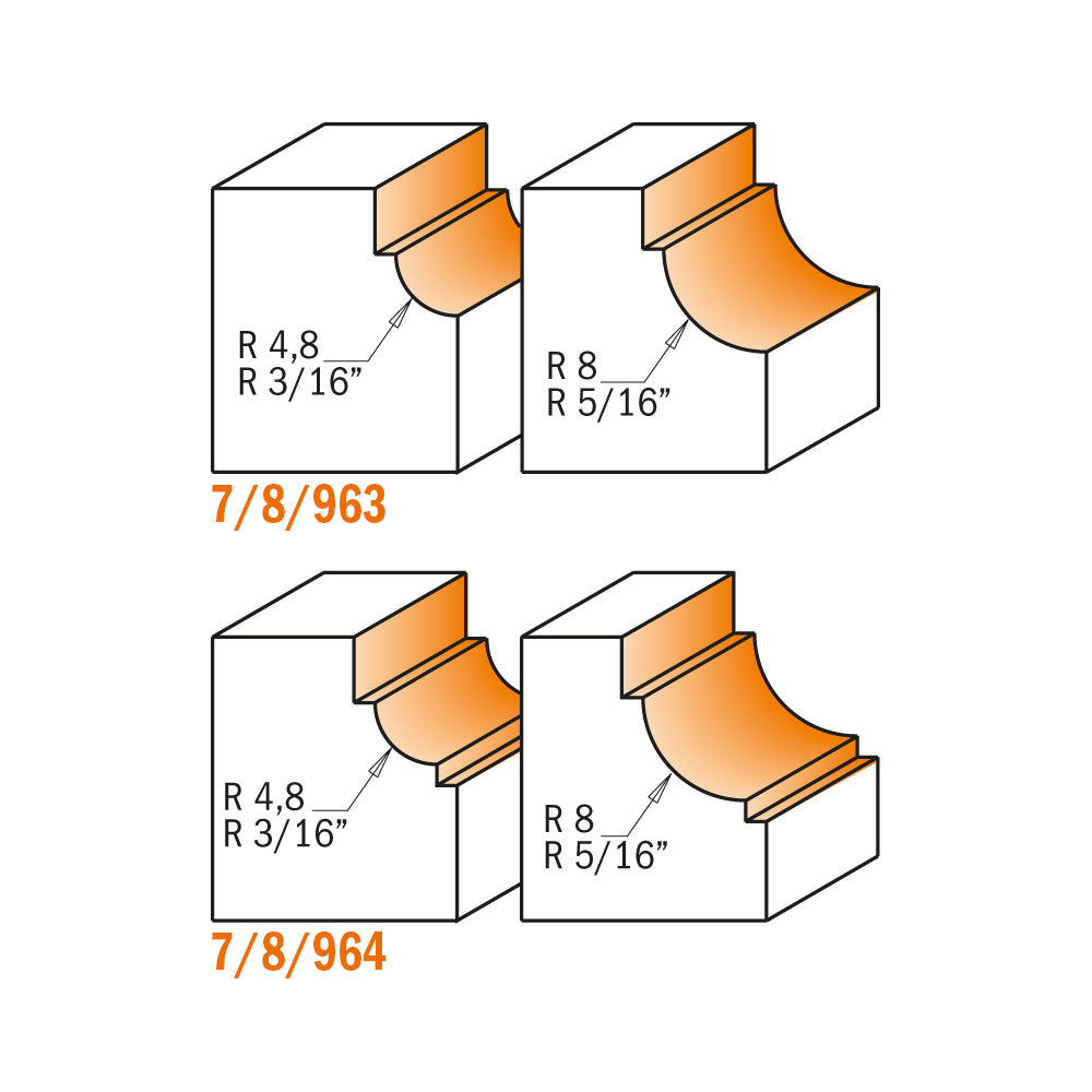 CMT Orange Tools 764.080.11 Cavetto Edge Mould Bits industrial industrial Tools Industrial router bits Woodworking Tools and accessories Ireland Maginn Machinery 03