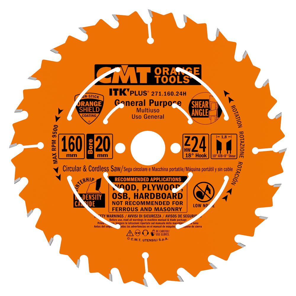 CMT Orange Tools 271.165.24H Contractor ITK Plus Fast Framing Blades Hardware Hardware Tools Circular saw blades CMT Contractor Tools® - ITKPlus® Woodworking Tools and accessories Ireland Maginn Machinery