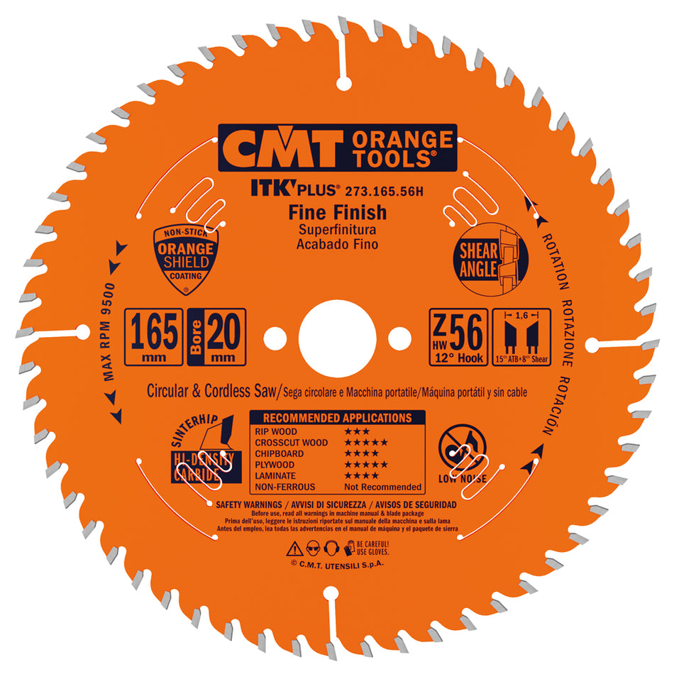 CMT Orange Tools 273.160.56H ITK Plus ultra finish circular saw blade Hardware Hardware Tools Circular saw blades CMT Contractor Tools® - ITKPlus® Woodworking Tools and accessories Ireland Maginn Machinery 02