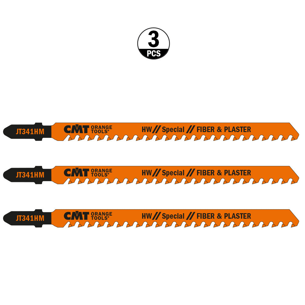 CMT Orange Tools JT341HM-3 Jig Saw Blades for plasterboard, fiber cement boards, glass fiber reinforced plastic and epoxy Hardware Hardware Tools Jig saw blades Woodworking Tools and accessories Ireland Maginn Machinery 03