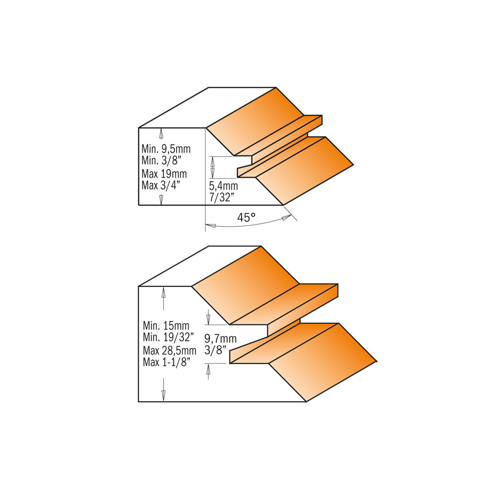 CMT Orange Tools 855.503.11 Lock miter router bits industrial industrial Tools Industrial router bits Woodworking Tools and accessories Ireland Maginn Machinery 04