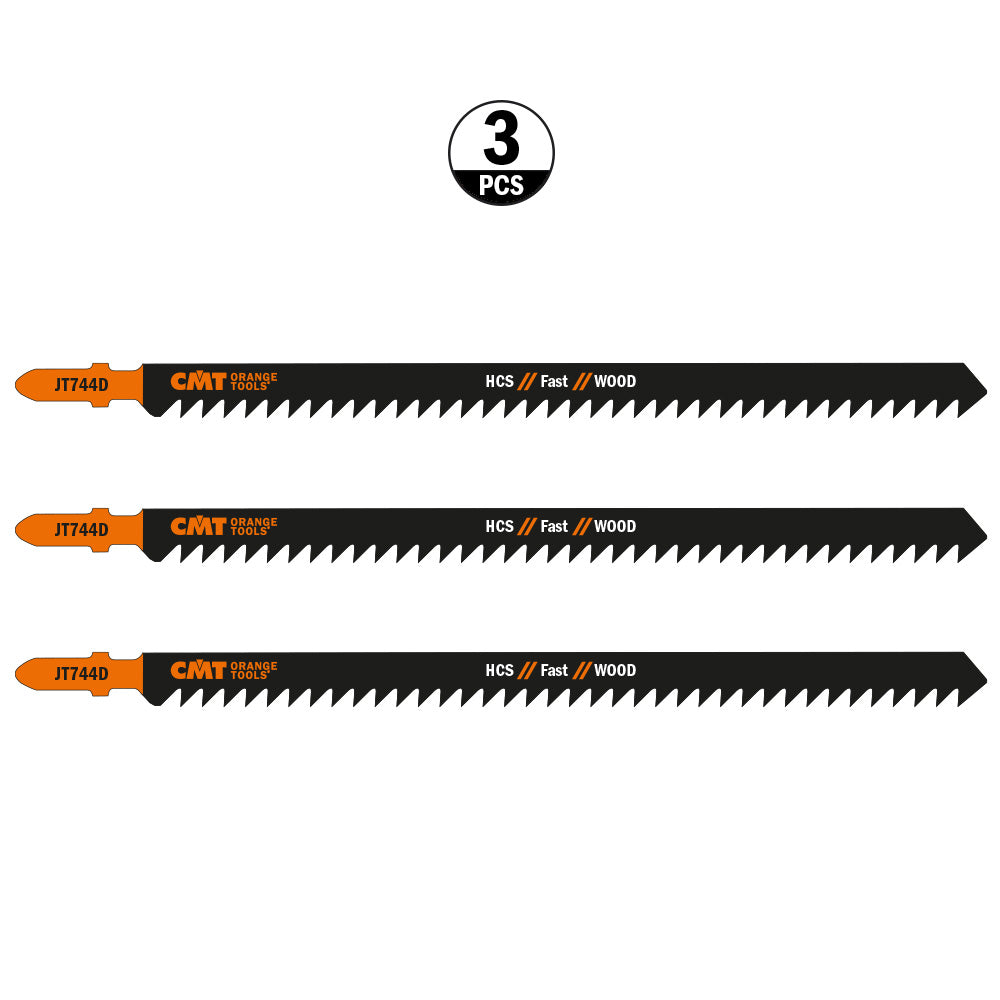 CMT Orange Tools JT744D-3 Very fast cuts, straight and coarse on thick construction timber, hard/softwood and sandwich material. Hardware Hardware Tools Jig saw blades Woodworking Tools and accessories Ireland Maginn Machinery 03