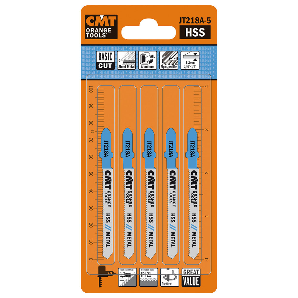 CMT Orange Tools JT218A-5 Curve cuts on thin sheet metals, ferrous and non-ferrous Hardware Hardware Tools Jig saw blades Woodworking Tools and accessories Ireland Maginn Machinery 04