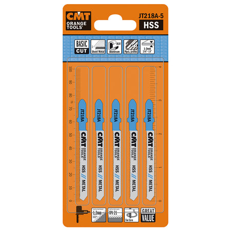 CMT Orange Tools JT218A-5 Curve cuts on thin sheet metals, ferrous and non-ferrous Hardware Hardware Tools Jig saw blades Woodworking Tools and accessories Ireland Maginn Machinery 04