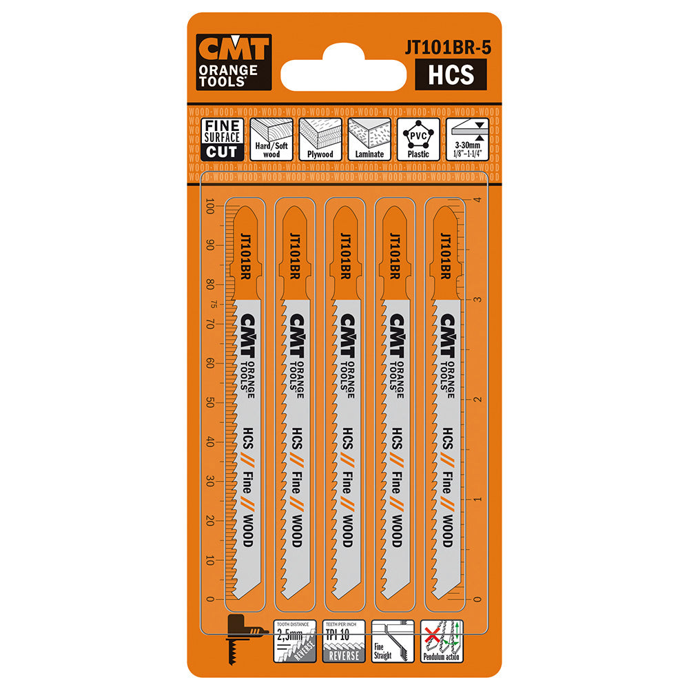 CMT Orange Tools JT101BR-5 Straight cuts fine finishing , hard/softwood, plywood, OSB, laminated panels, plastics Hardware Hardware Tools Jig saw blades Woodworking Tools and accessories Ireland Maginn Machinery 04