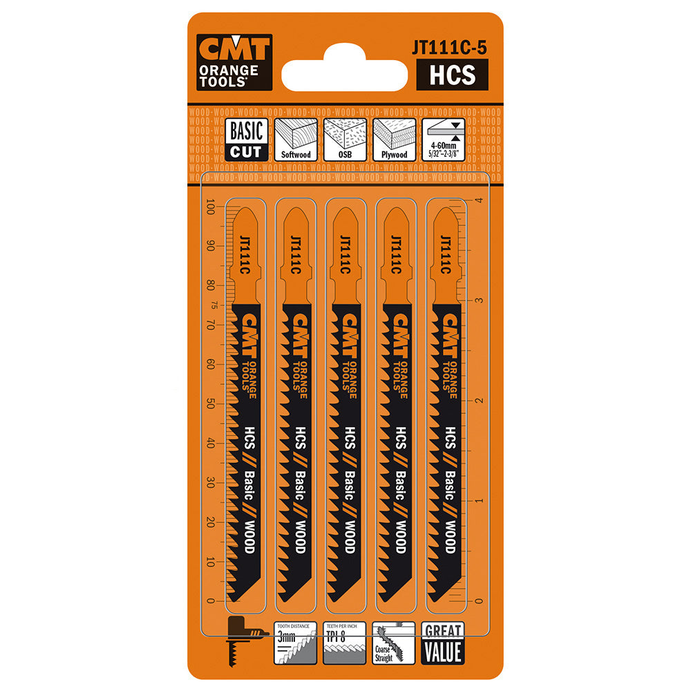 CMT Orange Tools JT111C-5 Fast coarse cuts on softwood Hardware Hardware Tools Jig saw blades Woodworking Tools and accessories Ireland Maginn Machinery 04