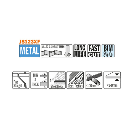 CMT Orange Tools JS123XF-5 For cutting thin to thick sheet metal, thin to thick profiles Hardware Hardware Tools Sabre - Reciprocating saw blades Woodworking Tools and accessories Ireland Maginn Machinery 02