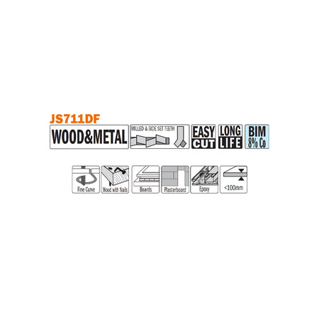 CMT Orange Tools JS711DF-5 Cuts wood with nails/metal, chipboard, glass fiber reinforced plastic/epoxy Hardware Hardware Tools Sabre - Reciprocating saw blades Woodworking Tools and accessories Ireland Maginn Machinery 02