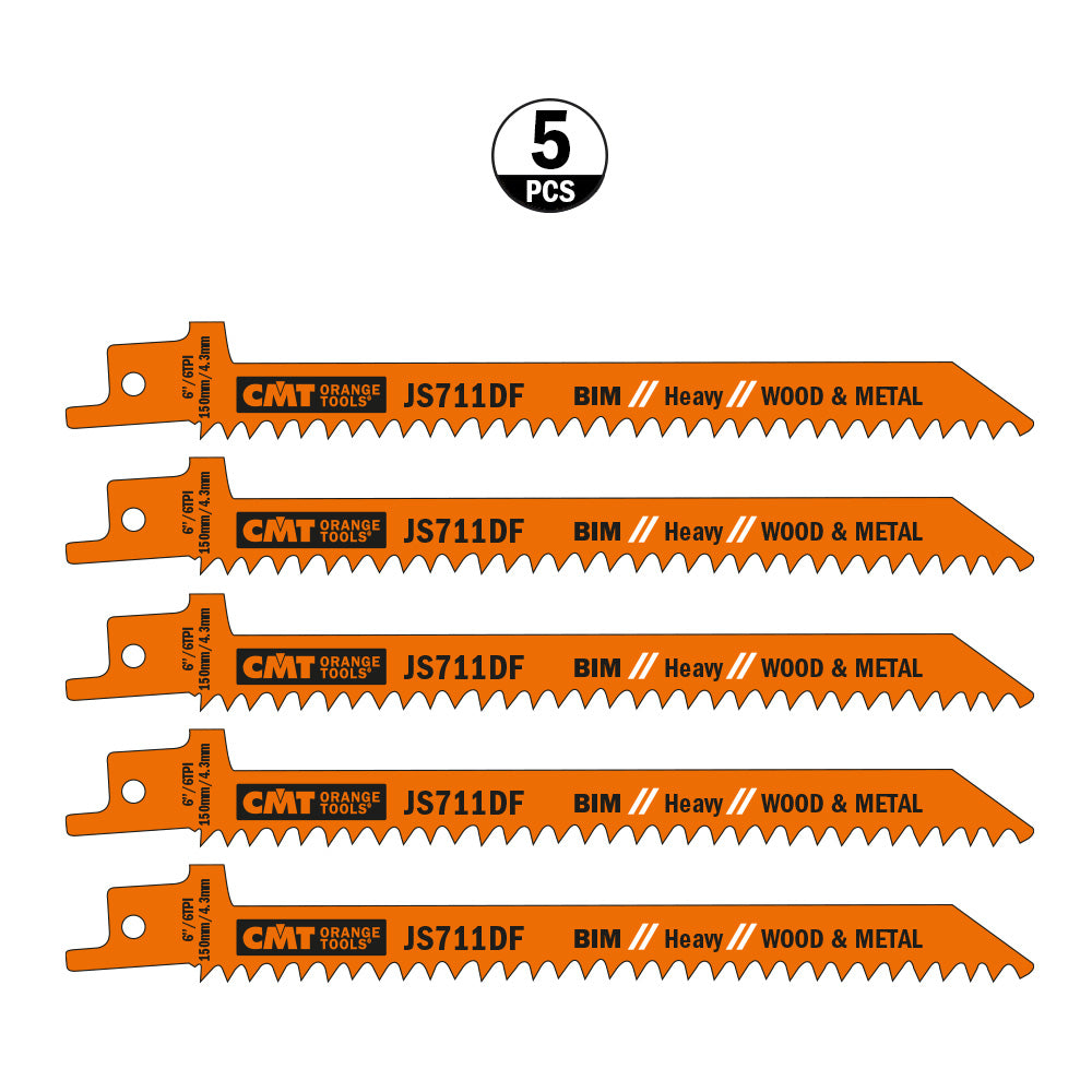 CMT Orange Tools JS711DF-5 Cuts wood with nails/metal, chipboard, glass fiber reinforced plastic/epoxy Hardware Hardware Tools Sabre - Reciprocating saw blades Woodworking Tools and accessories Ireland Maginn Machinery 03