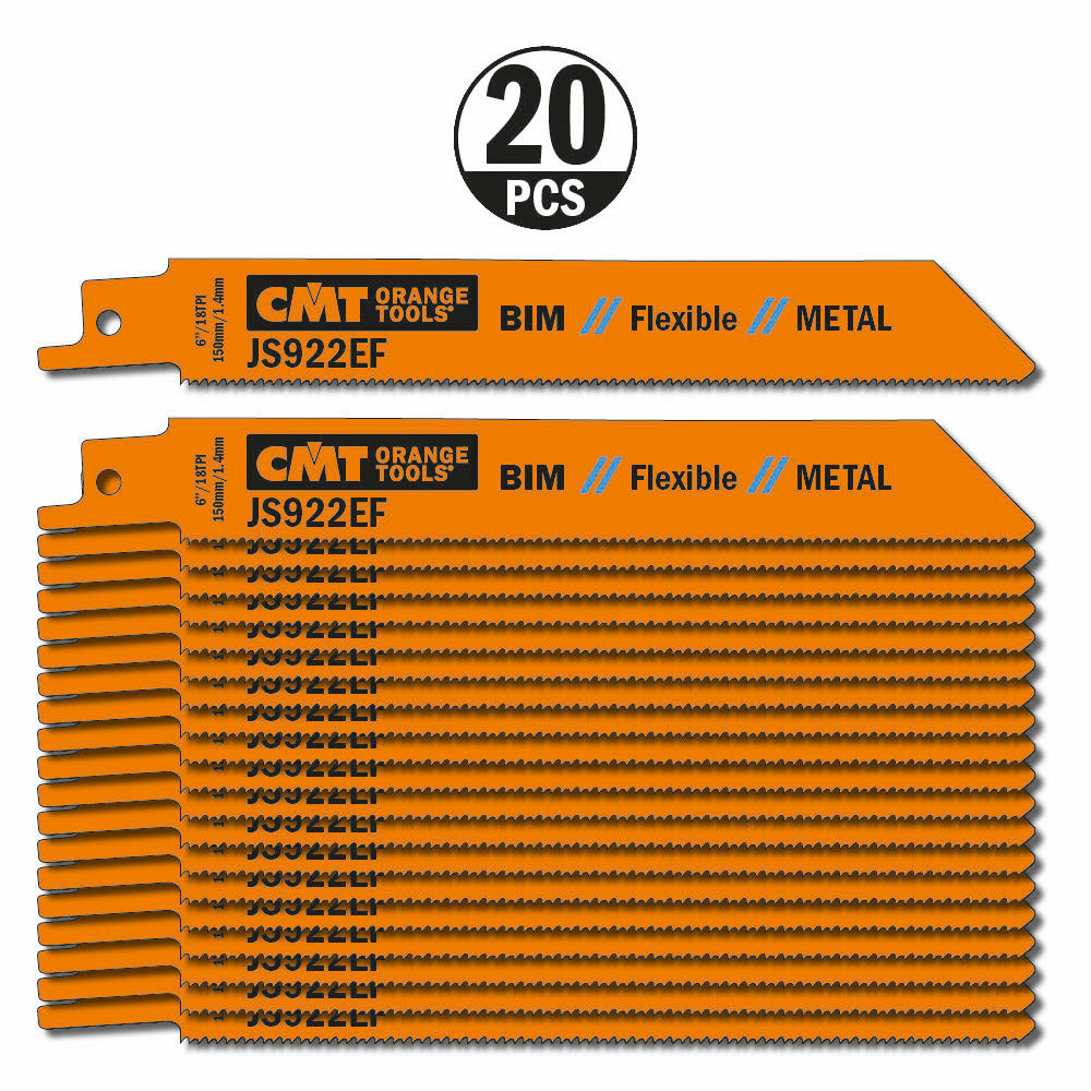 CMT Orange Tools JS922EF-20 Sabre blade for cutting sheet metal, pipe and profiles Hardware Hardware Tools Sabre - Reciprocating saw blades Woodworking Tools and accessories Ireland Maginn Machinery 05