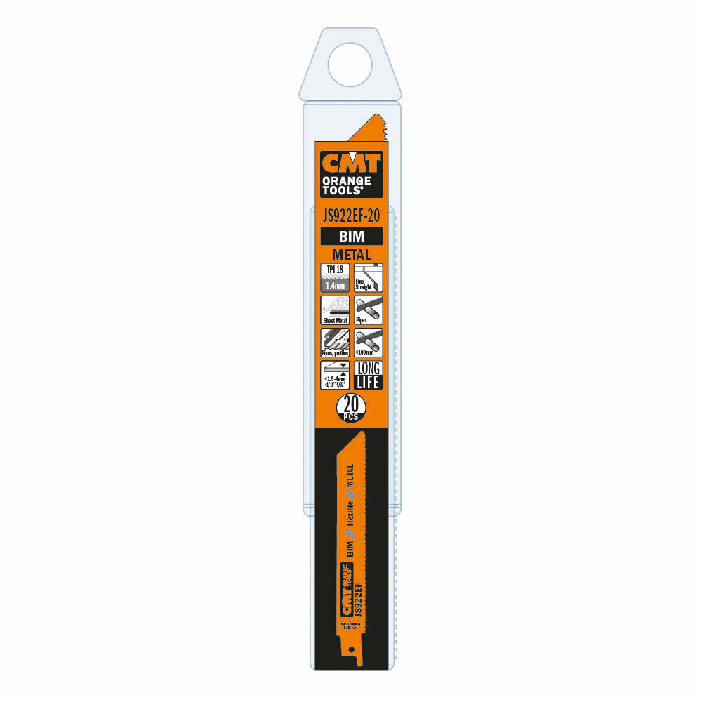 CMT Orange Tools JS922EF-20 Sabre blade for cutting sheet metal, pipe and profiles Hardware Hardware Tools Sabre - Reciprocating saw blades Woodworking Tools and accessories Ireland Maginn Machinery 06