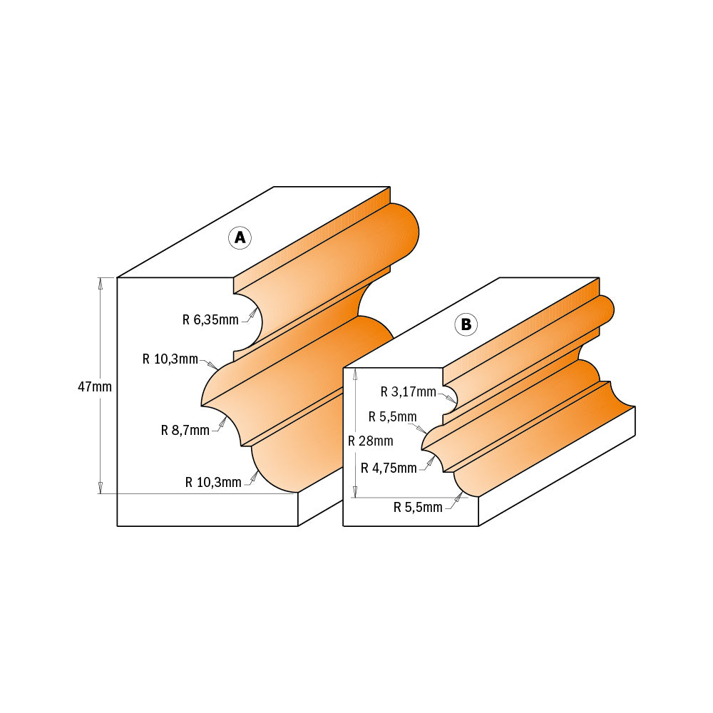 CMT Orange Tools 856.801.11 Multiprofile router bits industrial industrial Tools Industrial router bits Woodworking Tools and accessories Ireland Maginn Machinery 03