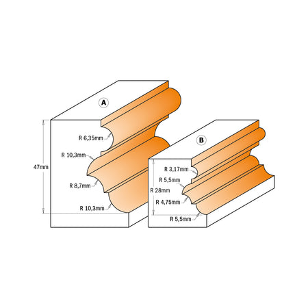 CMT Orange Tools 856.801.11 Multiprofile router bits industrial industrial Tools Industrial router bits Woodworking Tools and accessories Ireland Maginn Machinery 03