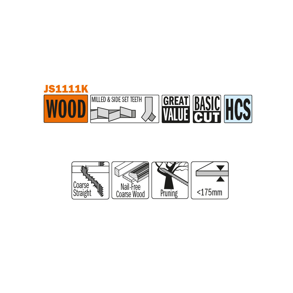 CMT Orange Tools JS1111K-5 Coarse wood, free of nails and firewood Hardware Hardware Tools Sabre - Reciprocating saw blades Woodworking Tools and accessories Ireland Maginn Machinery 02