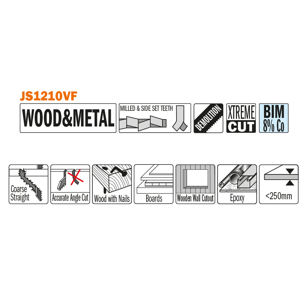 CMT Orange Tools JS1210VF-5 Sabre Saw Blade for rescue and demolition work Hardware Hardware Tools Sabre - Reciprocating saw blades Woodworking Tools and accessories Ireland Maginn Machinery 02