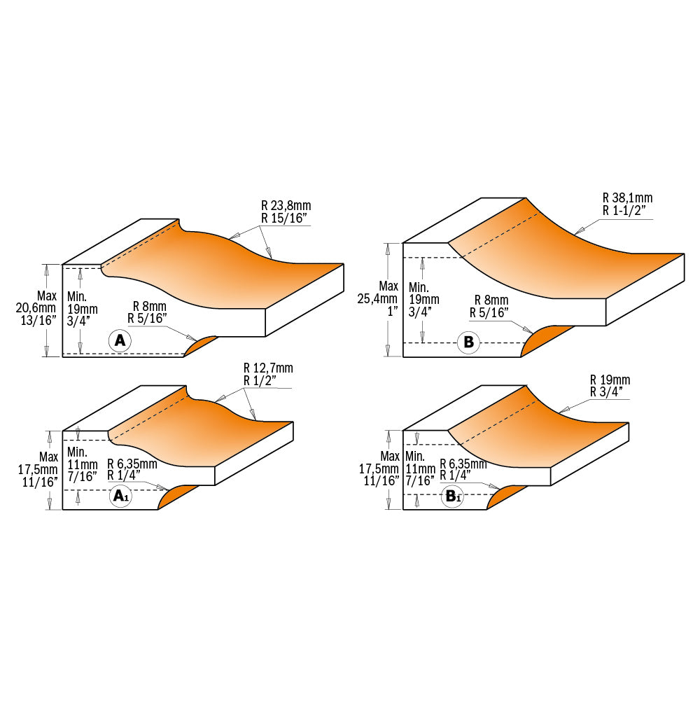 CMT Orange Tools 890.524.11 Raised panel router bits with back cutter industrial industrial Tools Industrial router bits Woodworking Tools and accessories Ireland Maginn Machinery 03