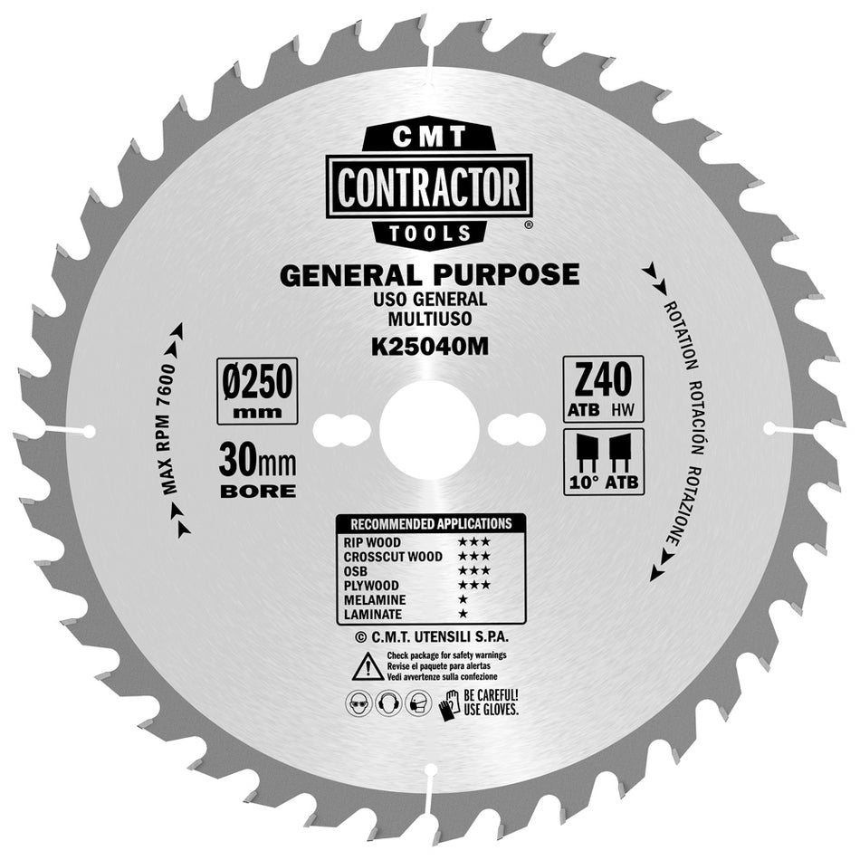 CMT Orange Tools K19024M-X10 K1-2 Contractor circular saw blade in Masterpack K CONTRACTOR® Hardware Hardware Tools Circular saw blades CMT Contractor Tools® - ITKPlus® Woodworking Tools and accessories Ireland Maginn Machinery