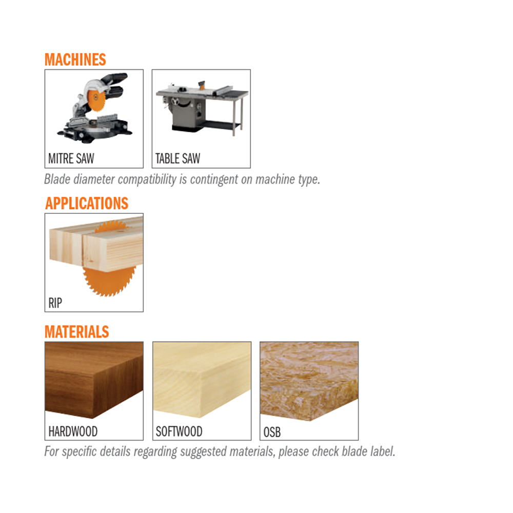 CMT Orange Tools 271.250.24M 271 Ripping - Thin Kerf ITK Plus saw blades Hardware Hardware Tools Circular saw blades CMT Contractor Tools® - ITKPlus® Woodworking Tools and accessories Ireland Maginn Machinery 03