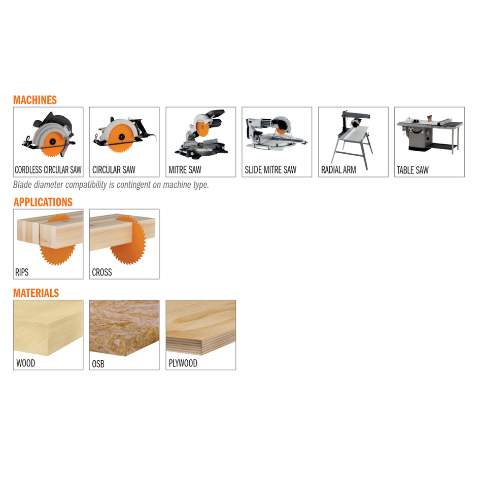 CMT Orange Tools 271.250.42M 271 ITK Plus circular saw blades ripping and crosscut - General Purpose - THIN KERF Hardware Hardware Tools Circular saw blades CMT Contractor Tools® - ITKPlus® Woodworking Tools and accessories Ireland Maginn Machinery 02