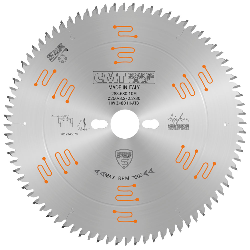 CMT Orange Tools 283.696.12M Industrial low noise & chrome coated cut-off circular saw blades for two-sided melamine Industrial Industrial Tools Industrial circular saw blades Woodworking Tools and accessories Ireland Maginn Machinery