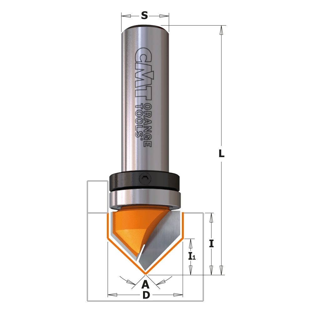 CMT Orange Tools 715.190.11B V-Grooving router bits (90°) industrial industrial Tools Industrial router bits Woodworking Tools and accessories Ireland Maginn Machinery 02