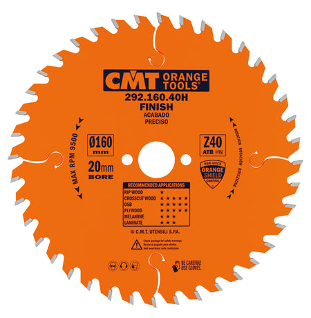 CMT Orange Tools 292.160.40H Fine cut-off circular saw blades Industrial Industrial Tools Industrial circular saw blades Woodworking Tools and accessories Ireland Maginn Machinery