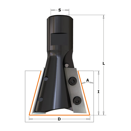 CMT Orange Tools 664.395.11 15° dovetail cutter with insert knives for roof-frames Industrial Industrial Tools Router bits with insert knives Woodworking Tools and accessories Ireland Maginn Machinery