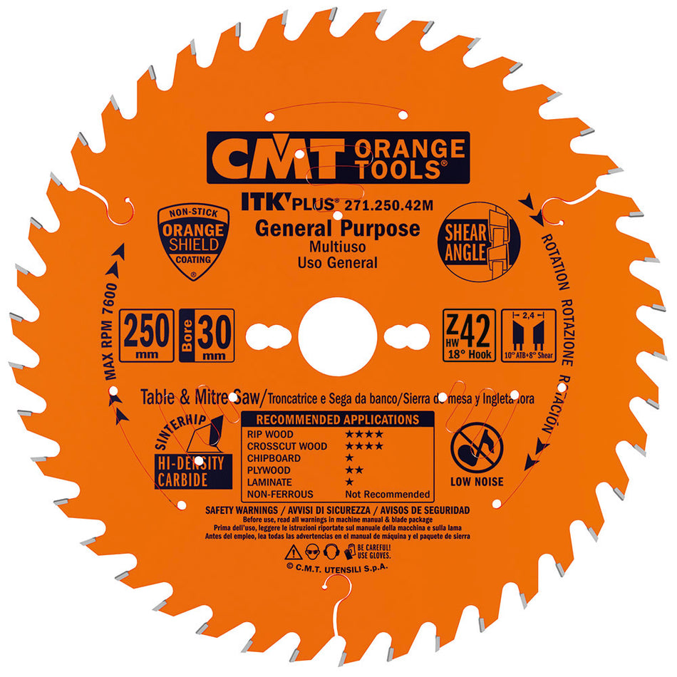 CMT Orange Tools 271.300.48M 271 ITK Plus circular saw blades ripping and crosscut - General Purpose - THIN KERF Hardware Hardware Tools Circular saw blades CMT Contractor Tools® - ITKPlus® Woodworking Tools and accessories Ireland Maginn Machinery