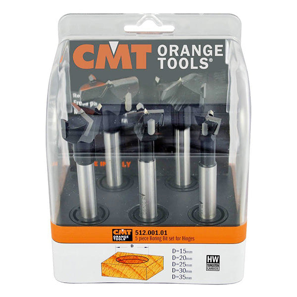 CMT Orange Tools 512.001.01 5 piece boring bit set for hinges Hardware Hardware Tools Boring bits & Forstner bits Woodworking Tools and accessories Ireland Maginn Machinery