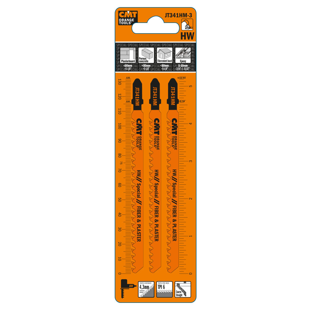 CMT Orange Tools JT341HM-3 Jig Saw Blades for plasterboard, fiber cement boards, glass fiber reinforced plastic and epoxy Hardware Hardware Tools Jig saw blades Woodworking Tools and accessories Ireland Maginn Machinery 04