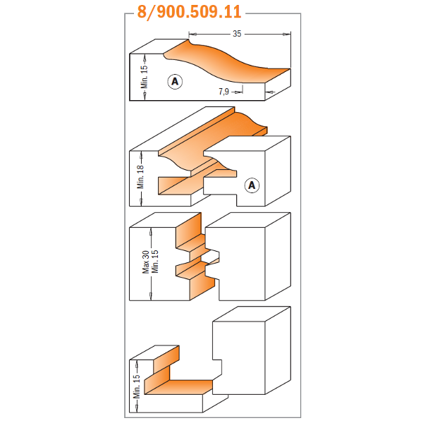 CMT Orange Tools 800.509.11 CMT's complete kitchen sets industrial industrial Tools Router bit sets Woodworking Tools and accessories Ireland Maginn Machinery 02