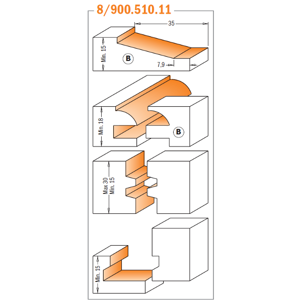 CMT Orange Tools 800.509.11 CMT's complete kitchen sets industrial industrial Tools Router bit sets Woodworking Tools and accessories Ireland Maginn Machinery 03