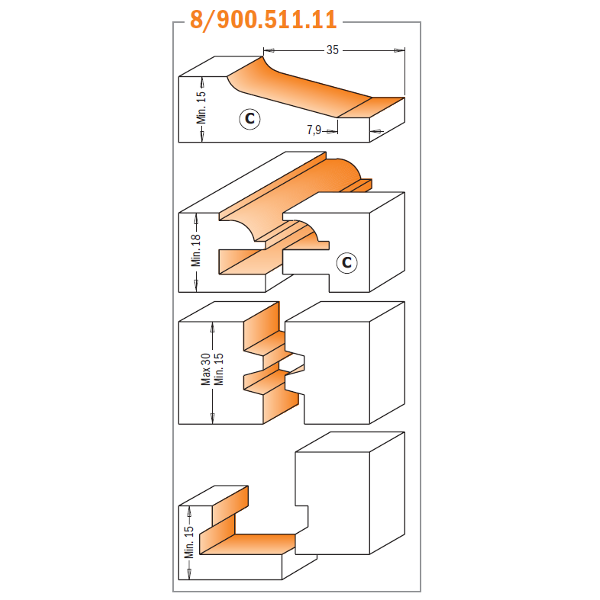 CMT Orange Tools 800.509.11 CMT's complete kitchen sets industrial industrial Tools Router bit sets Woodworking Tools and accessories Ireland Maginn Machinery 04