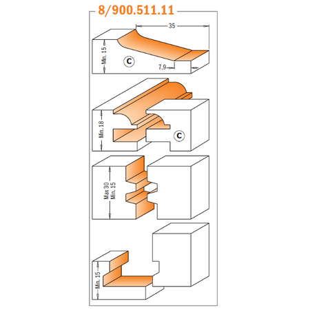 CMT Orange Tools 800.509.11 CMT's complete kitchen sets industrial industrial Tools Router bit sets Woodworking Tools and accessories Ireland Maginn Machinery 04