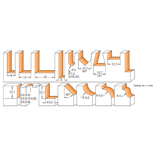 CMT Orange Tools 800.001.00 15 piece router bit sets industrial industrial Tools Router bit sets Woodworking Tools and accessories Ireland Maginn Machinery 03