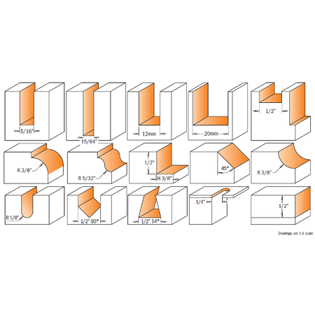 CMT Orange Tools 800.001.00 15 piece router bit sets industrial industrial Tools Router bit sets Woodworking Tools and accessories Ireland Maginn Machinery 02