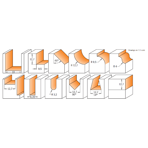 CMT Orange Tools 800.503.11 12 piece router bit set with case industrial industrial Tools Router bit sets Woodworking Tools and accessories Ireland Maginn Machinery 02