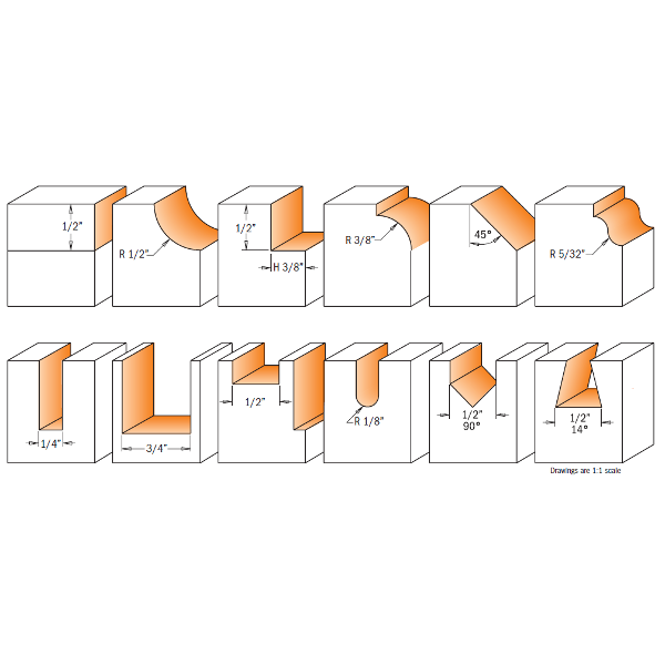 CMT Orange Tools 800.503.11 12 piece router bit set with case industrial industrial Tools Router bit sets Woodworking Tools and accessories Ireland Maginn Machinery 03