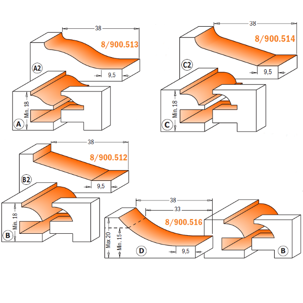 CMT Orange Tools 800.512.11 3 piece kitchen sets industrial industrial Tools Router bit sets Woodworking Tools and accessories Ireland Maginn Machinery 02