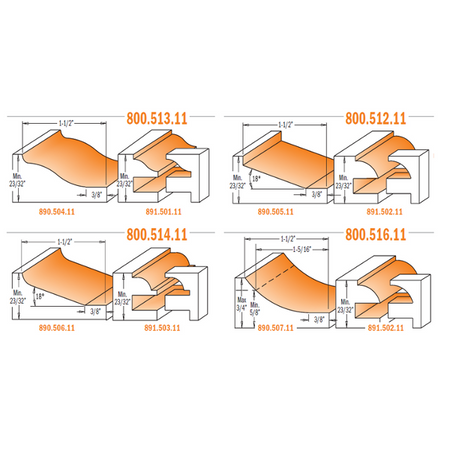 CMT Orange Tools 800.512.11 3 piece kitchen sets industrial industrial Tools Router bit sets Woodworking Tools and accessories Ireland Maginn Machinery 03