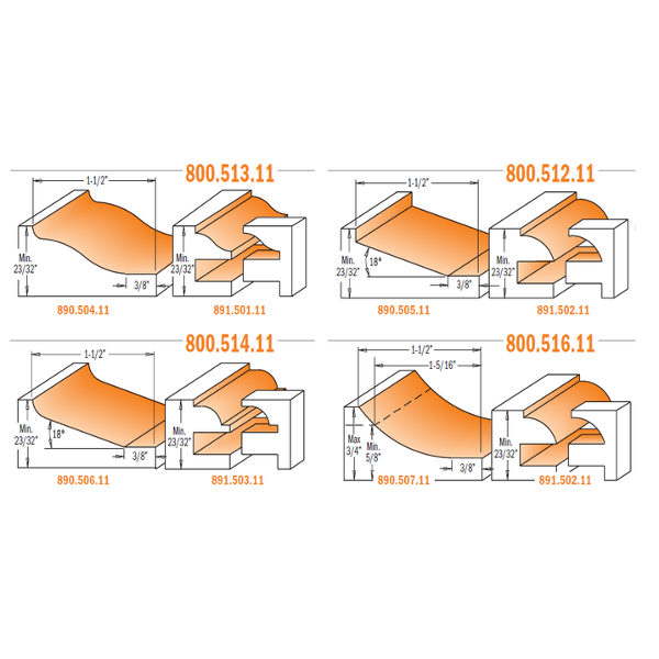 CMT Orange Tools 800.514.11 3 piece kitchen sets industrial industrial Tools Router bit sets Woodworking Tools and accessories Ireland Maginn Machinery 03