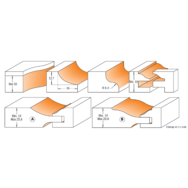 CMT Orange Tools 800.520.11 6 piece cabinetmaking sets industrial industrial Tools Router bit sets Woodworking Tools and accessories Ireland Maginn Machinery 02