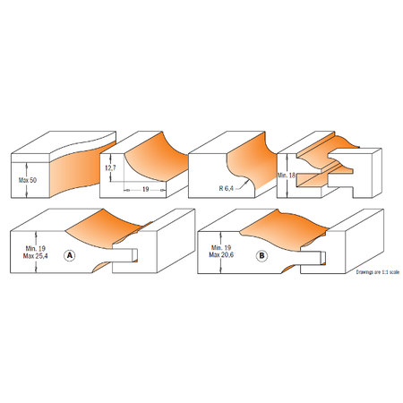 CMT Orange Tools 800.520.11 6 piece cabinetmaking sets industrial industrial Tools Router bit sets Woodworking Tools and accessories Ireland Maginn Machinery 02