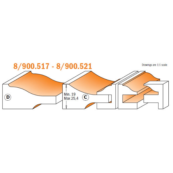 CMT Orange Tools 800.517.11 The raised panel sets with backcutter industrial industrial Tools Router bit sets Woodworking Tools and accessories Ireland Maginn Machinery 02