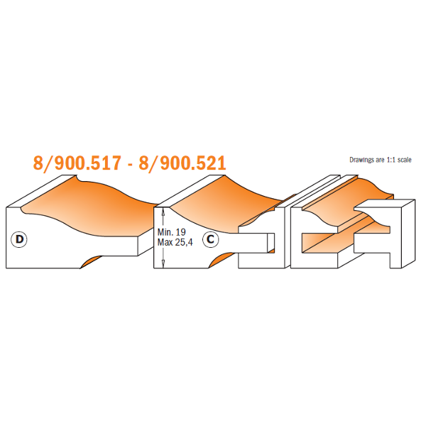 CMT Orange Tools 900.517.11 The raised panel sets with backcutter industrial industrial Tools Router bit sets Woodworking Tools and accessories Ireland Maginn Machinery 02